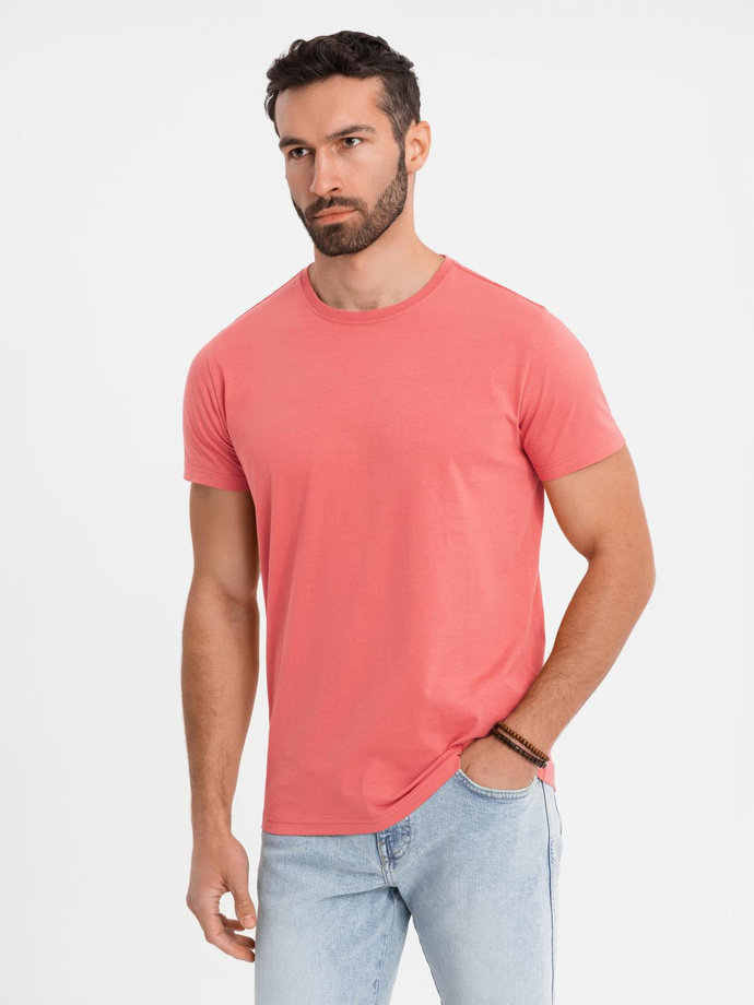 BASIC men's classic cotton T-shirt - coral V17 OM-TSBS-0236