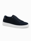 Klasyczne buty męskie sneakersy z miękkiego zamszu – granatowe V4 OM-FOCS-0163