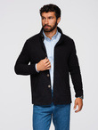 Washed men's sweatshirt with decorative stitching at the neckline - navy blue V4 OM-SSDS-0131