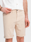 Men's denim classic shorts with rolled up leg - cream V2 OM-SRDS-0162