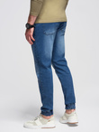 Men's wash-effect denim JOGGERS pants - blue V2 OM-PADJ-0267