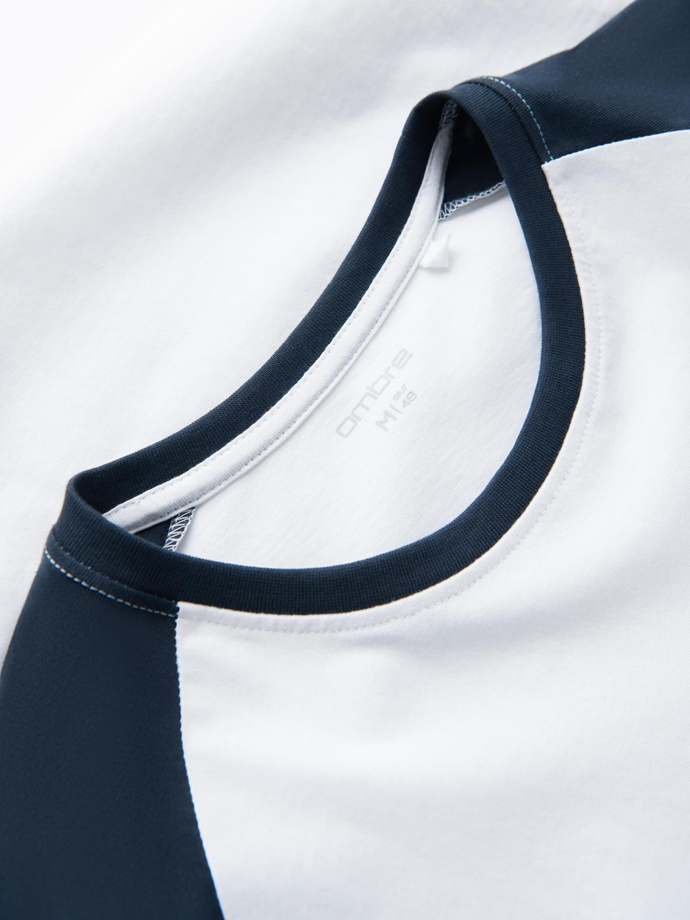 Men's longsleeve with contrast raglan sleeves - white and navy V1 OM-LSCL-0105