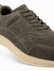 Lightweight suede men's sports style sneakers - olive V1 OM-FOSL-0205