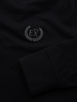 Men's cotton longsleeve with striped U neckline and embroidery - black V4 OM-LSCL-0128