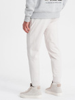 Men's sweatpants joggers on elastic with stitching - white V4 OM-PASK-0142