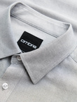 Elegant men's oxford shirt with embroidery - light grey V2 OM-SHOS-0172