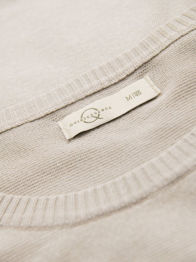 Classic knitted men's shirt with ribbed cuffs - light grey V3 OM-TSCT-0252