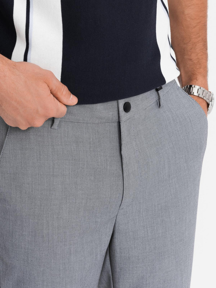 Men's REGULAR FIT chino pants with elastic waistband - gray V2 OM-PACP-0157