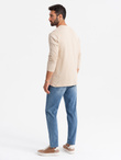 Men's CARROT FIT denim pants with subtle rubbing - blue V1 OM-PADP-0162