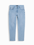 Męskie spodnie jeansowe CARROT FIT z delikatnymi przetarciami – jasnoniebieskie V2 OM-PADP-0162