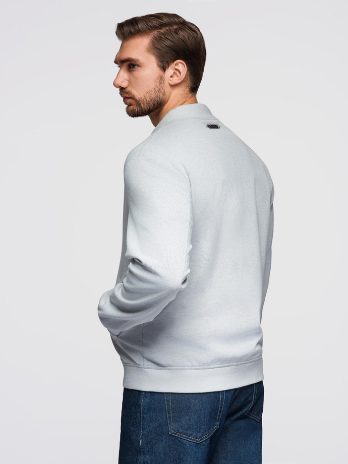 Men's raglan sleeve bomber jacket - light grey V4 OM-JANP-0159