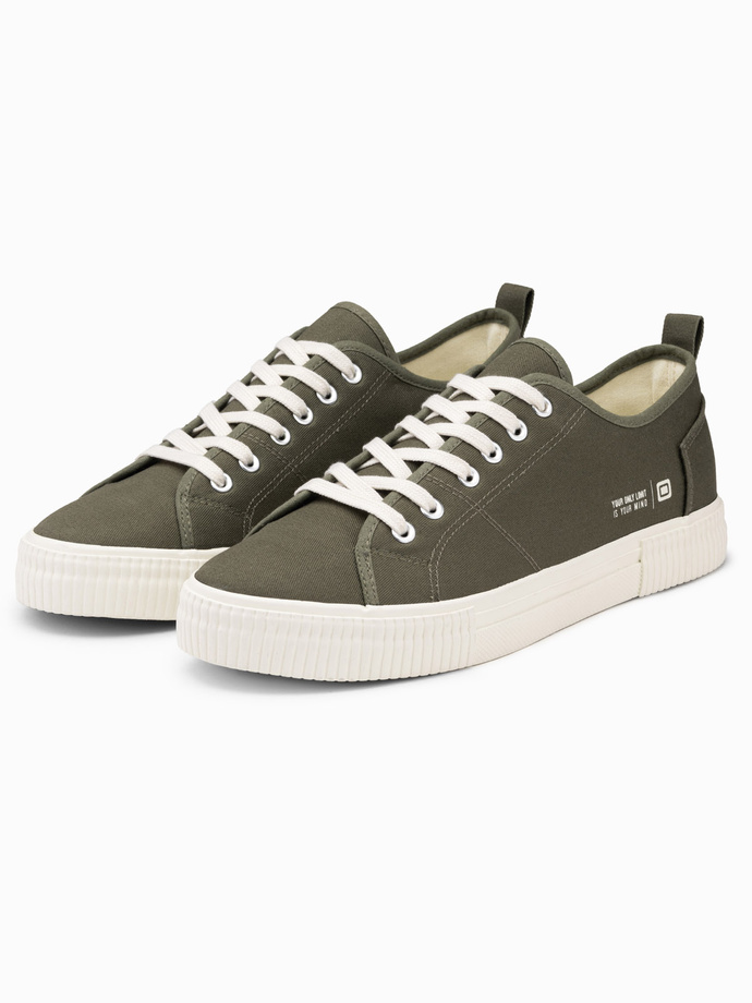 Klasyczne męskie trampki niskie BASIC - oliwkowe V3 OM-FOTL-0145
