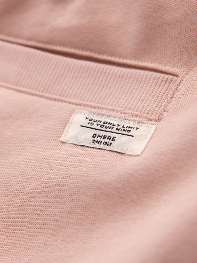 Men's knit shorts with drawstring and pockets - powder pink V11 OM-SRBS-0139