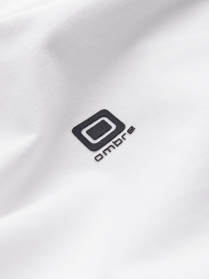 Men's signature elastane longsleeve with crew neckline - white V1 OM-LSCL-0110