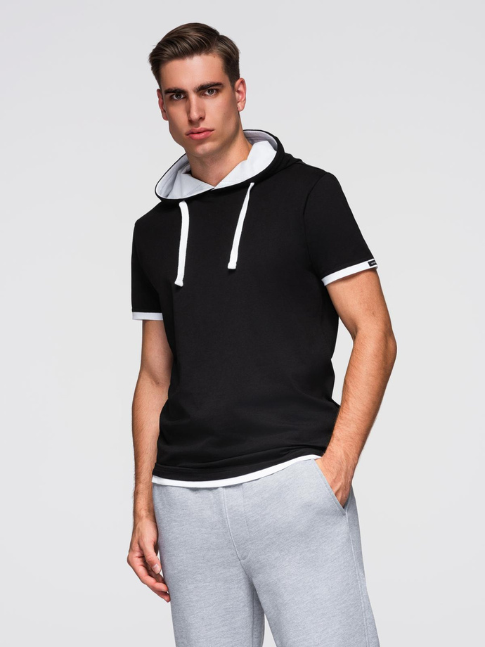 Men's SLIM FIT T-shirt with round neckline and logo - white V1 OM-TSCT-0220