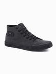 Męskie buty trampki canvas z wysoką cholewką – czarne V1 OM-FOTH-0186
