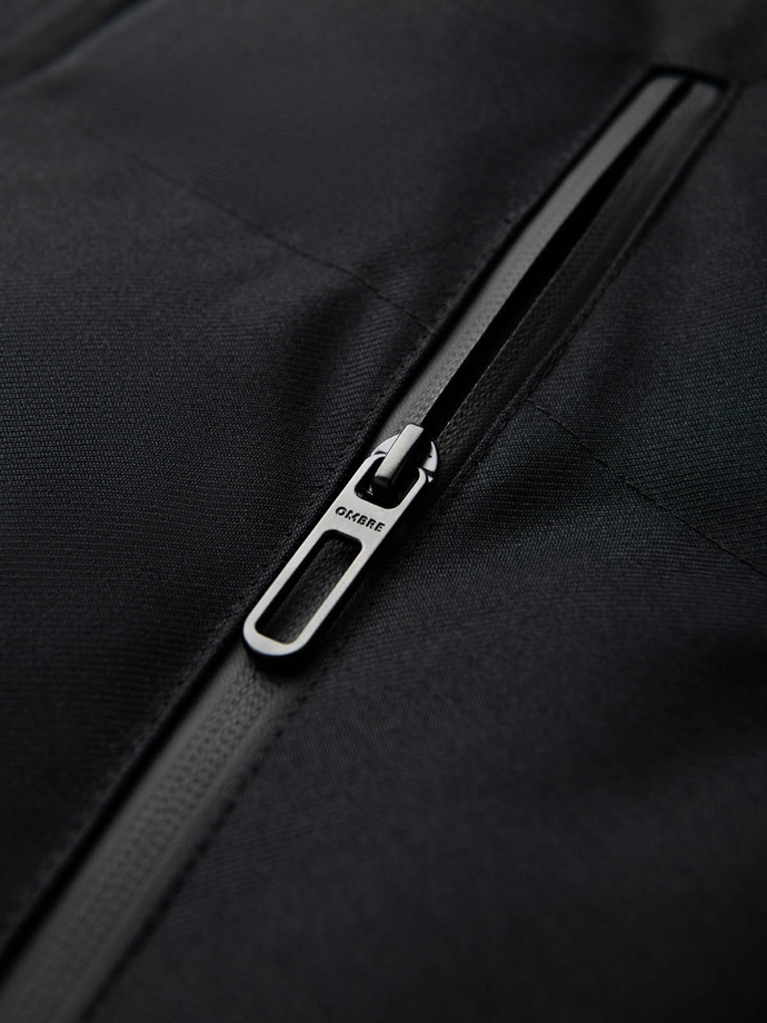 Men's long warm parka jacket with hood - black V2 OM-JALJ-0182