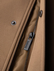 Men's coat with asymmetrical fastening and high collar - light brown V4 OM-COWC-0120