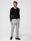 Structured men's sweater with round neckline - black V3 OM-SWSW-0181