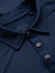 Polo long sleeve shirt with elegant branded buttons - navy blue V3 OM-POLS-0139