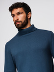 Męski golf sweter z dzianiny – ciemnoniebieski V2 OM-SWTN-0163
