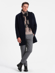 Men's coat with asymmetrical fastening - navy blue V3 OM-COWC-0102