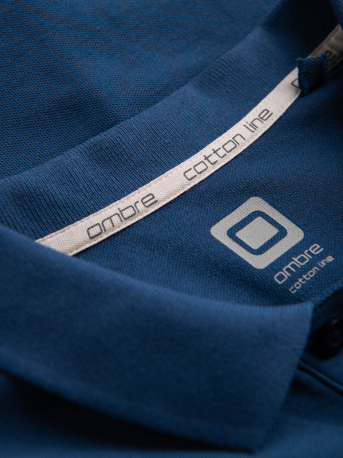 Men's pique knit polo shirt - dark blue V13 S1374
