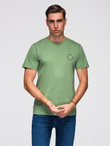 Męski bawełniany t-shirt z nadrukiem i okrągłym dekoltem – zielony V4 OM-TSFP-0186
