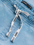 Men's JOGGERS denim pants with wash effect - light blue V1 OM-PADJ-0267