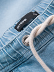 Men's shorts with elastic waistband and wash effect - light blue V1 OM-SRDS-0192