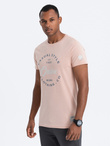 Men's printed cotton t-shirt - light pink V3 S1752