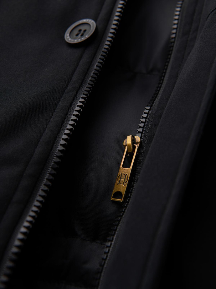 Men's quilted jacket with jacket cut - black V3 OM-JALP-0188