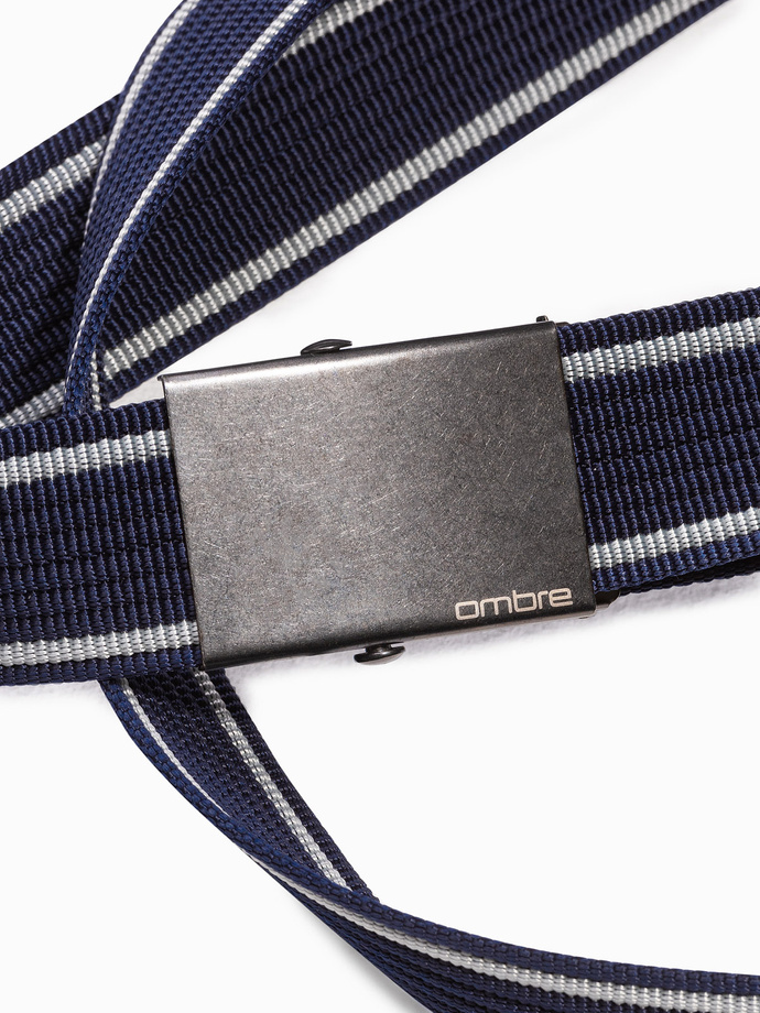 Men's two-tone parchment belt - navy blue A028 