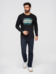 Men's printed sweatshirt worn over the head - black V3 OM-SSPS-0156
