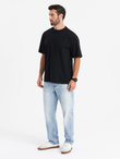 Bawełniany męski t-shirt LOOSE FIT z okrągłym dekoltem – czarny V1 OM-TSBC-0234 