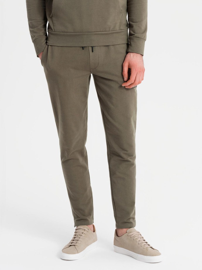 Men's sweatshirt set hoodie + sweatpants - olive V4 Z107 