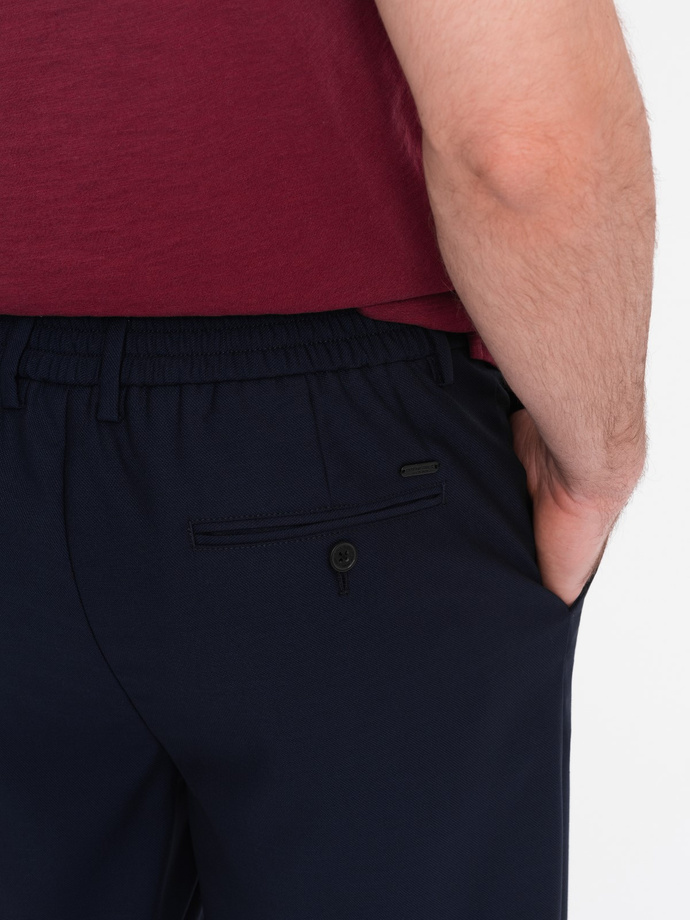Męskie spodnie chino z gumką w pasie SLIM FIT - granatowe V3 OM-PACP-0157