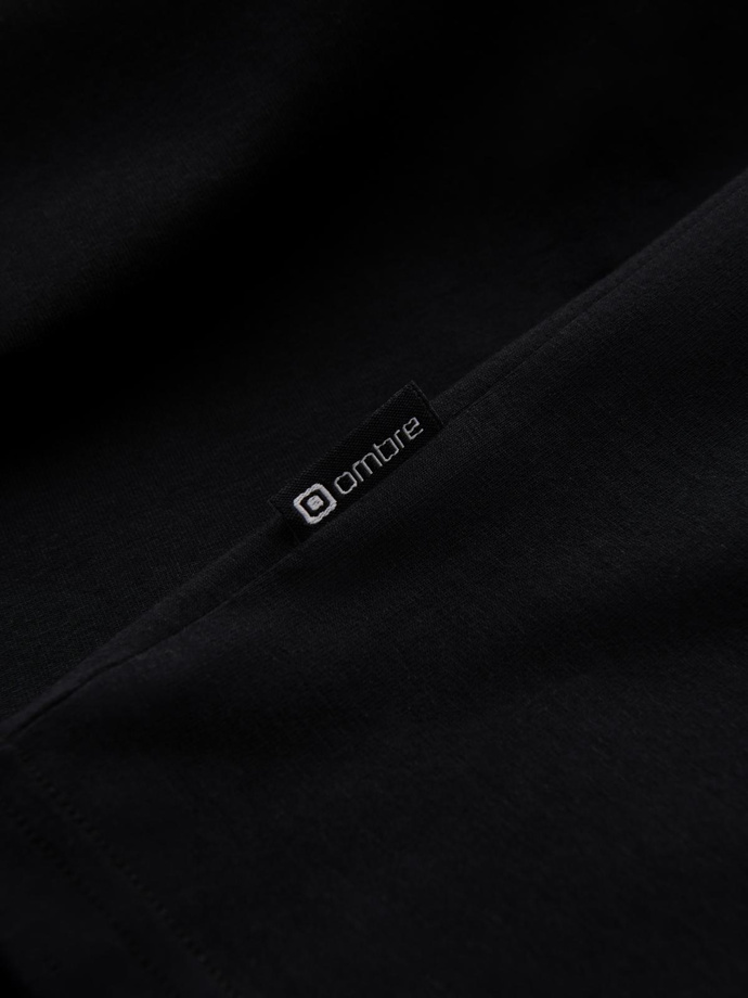 Męska koszulka z okrągłym dekoltem i logotypem SLIM FIT – czarna V3 OM-TSCT-0220