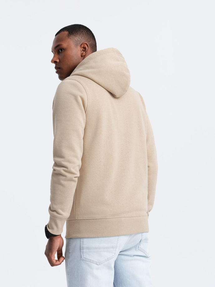 Rozpinana męska bluza dresowa BASIC – beżowa V6 OM-SSBZ-0160