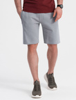 Men's knit shorts with drawstring and pockets - grey V8 OM-SRBS-0139