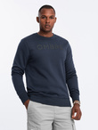 Classic men's sweatshirt with inscription - navy blue V3 OM-SSPS-0181