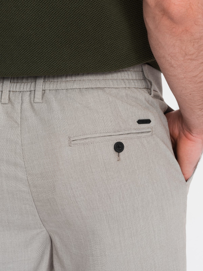 Men's REGULAR FIT chino pants with elastic waistband - gray-beige V1 OM-PACP-0157