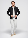 Men's quilted jacket with high zipped hood - black V1 OM-JAHP-0238