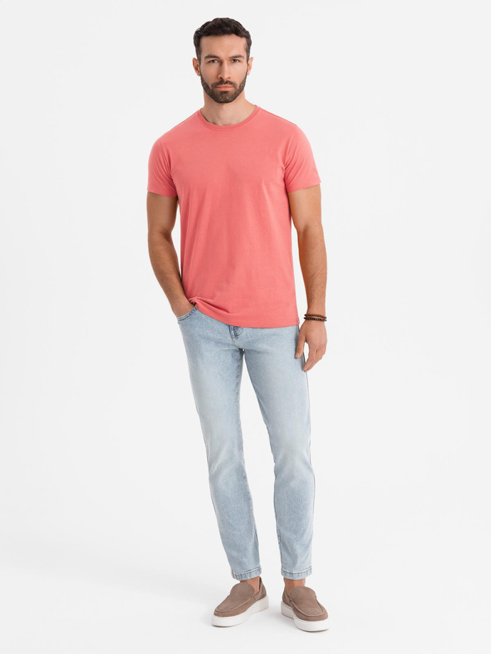 BASIC men's classic cotton T-shirt - coral V17 OM-TSBS-0236