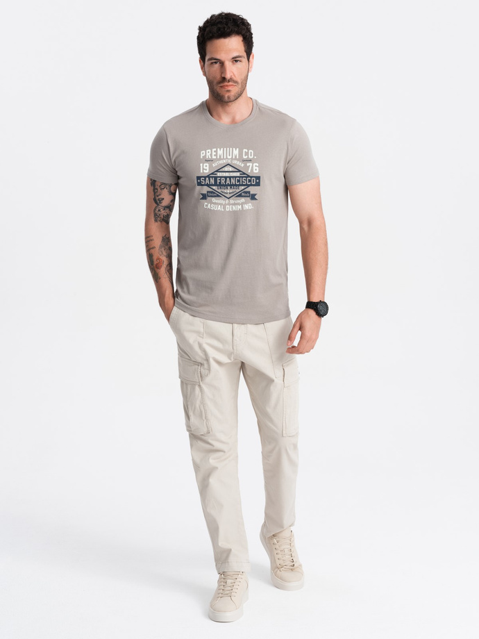 Męski bawełniany t-shirt z nadrukiem San Francisco – popielaty V4 OM-TSPT-0120