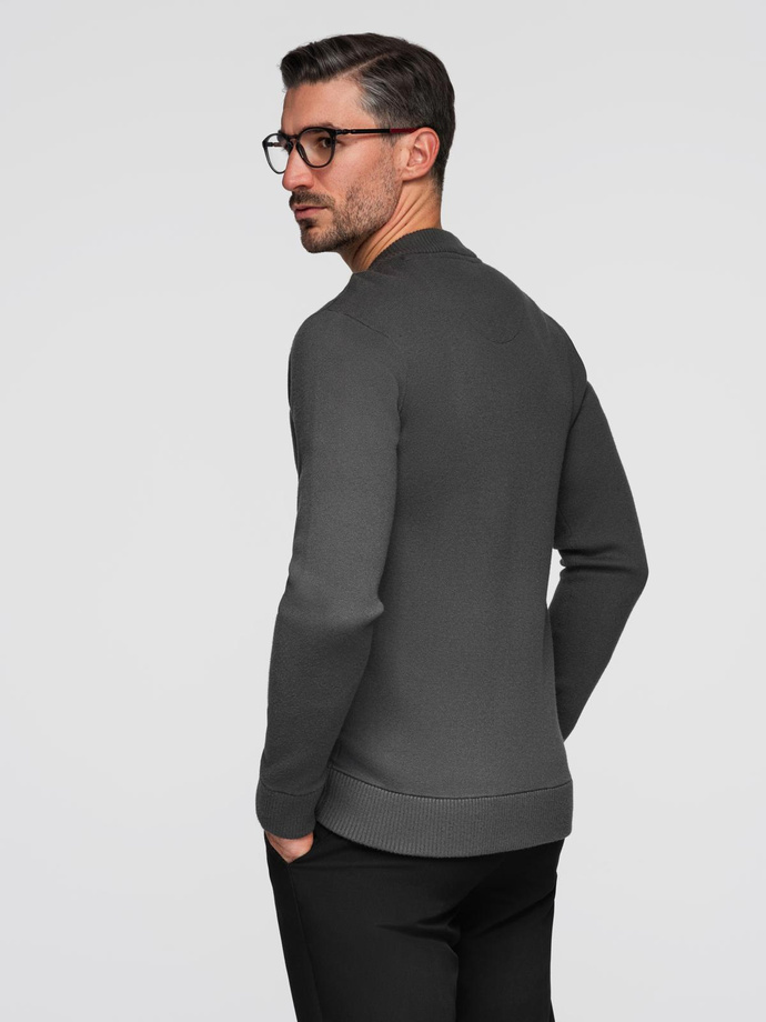 Men's plain zip sweater - graphite V2 OM-SWZS-0146