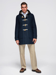 Men's insulated coat with hood and concealed zipper - black V1 OM-COWC-0110