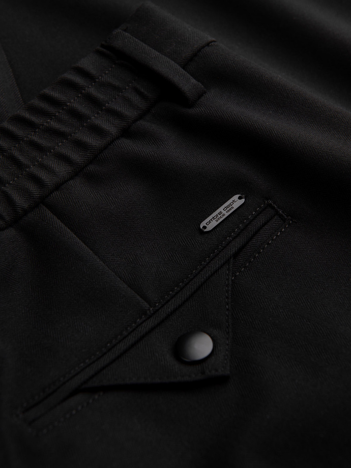 Men's chino pants with elastic waistband SLIM FIT - black V3 OM-PACP-0158