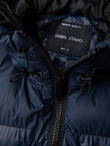 Warm men's puffer jacket with welts - navy blue V2 OM-JAHP-0207