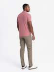 Men's BASIC single color pique knit polo shirt - dark pink V7 OM-POBS-0100